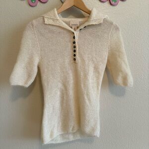 Mohair Cream Sweater with Button Detail Size S